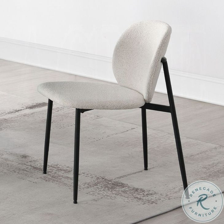 Klaus White Boucle and Black Side Chair Set of 2