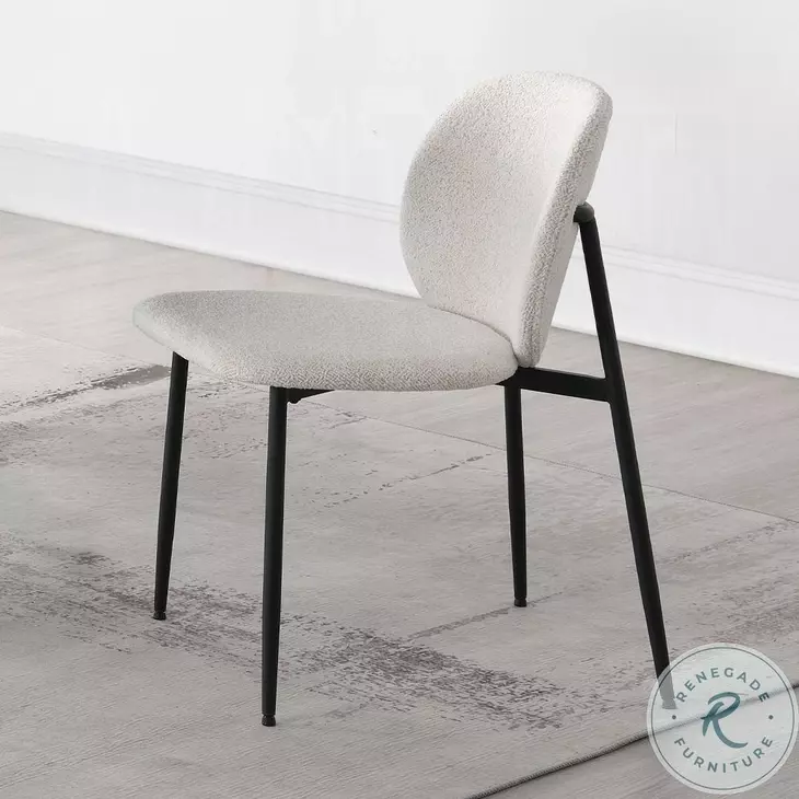 Klaus White Boucle and Black Side Chair Set of 2