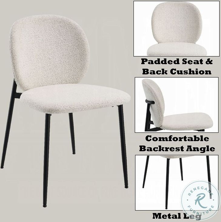 Klaus White Boucle and Black Side Chair Set of 2