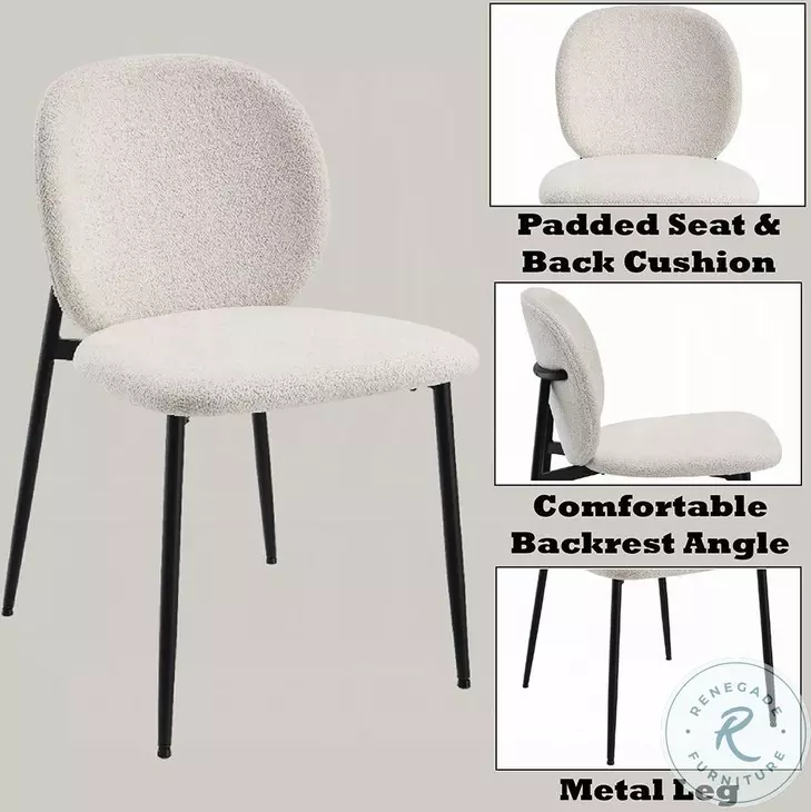 Klaus White Boucle and Black Side Chair Set of 2