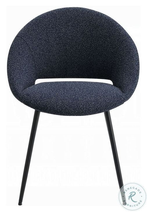 Klaus Black Boucle and Black Side Chair Set of 2