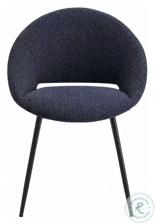 Klaus Black Boucle and Black Side Chair Set of 2