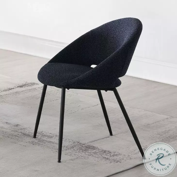Klaus Black Boucle and Black Side Chair Set of 2