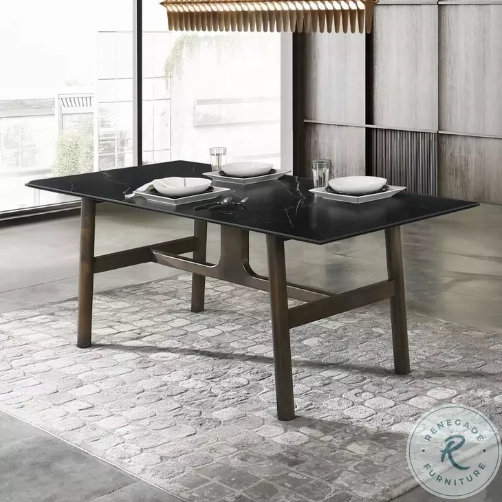 Destin Ceramic and Walnut 71" Rectangular Dining Table