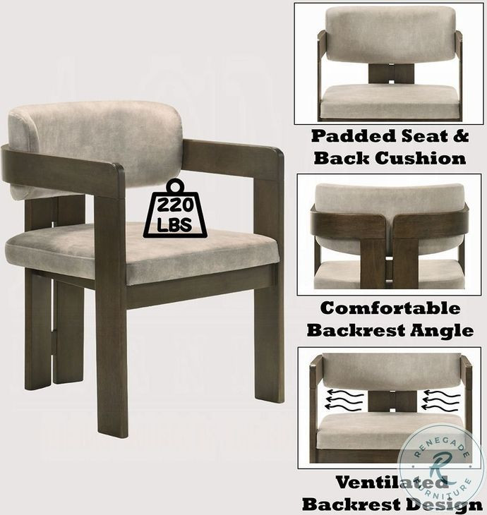 Destin Light Gray Polished Microfiber and Walnut Arm Chair