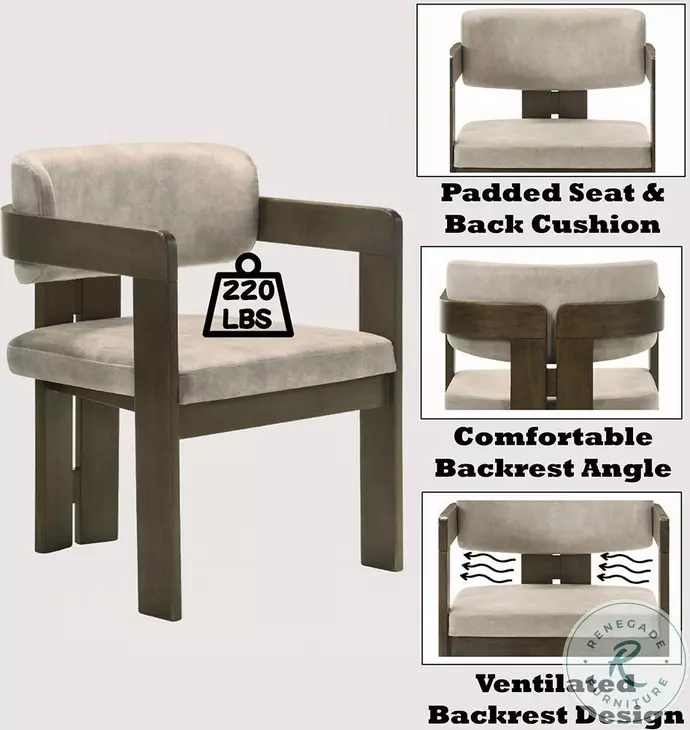 Destin Light Gray Polished Microfiber and Walnut Arm Chair