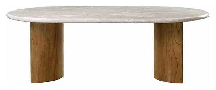Darcy White and Dark Walnut 87" Oval Marble Top Dining Table