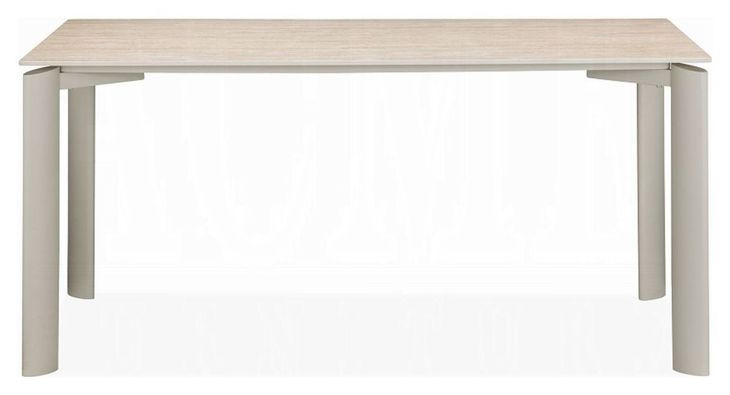Ingram White and Light Gray 63" Rectangular Sintered Stone Top Dining Table
