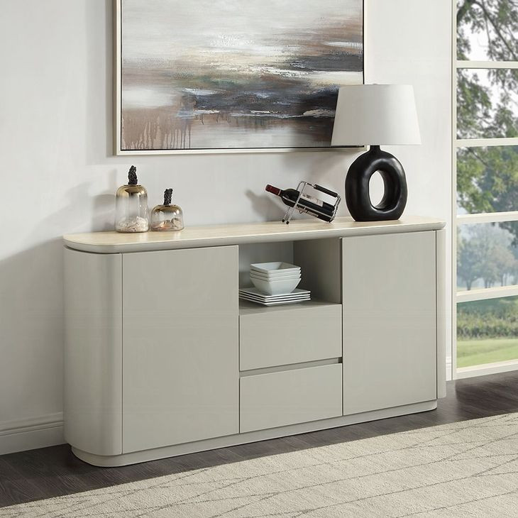 Ingram White and Light Gray 2 Door Ceramic Top Server