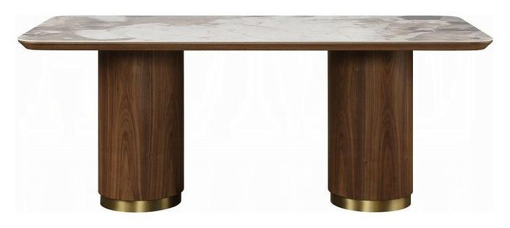 Willene White and Dark Oak 71" Rectangular Ceramic Top Dining Table