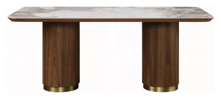 Willene White and Dark Oak 71" Rectangular Ceramic Top Dining Table