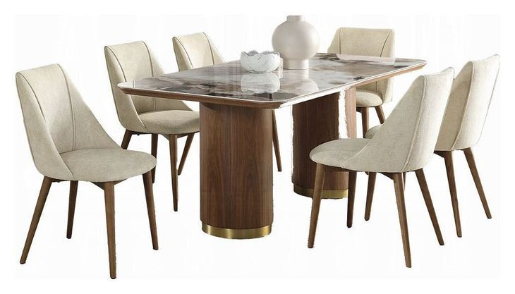 Willene White and Dark Oak 71" Rectangular Ceramic Top Dining Room Set