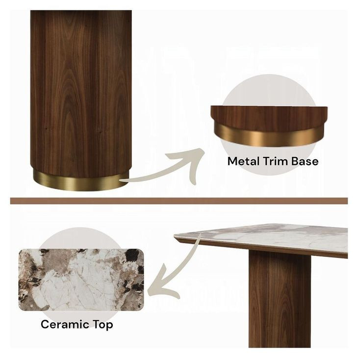 Willene White and Dark Oak 71" Rectangular Ceramic Top Dining Table