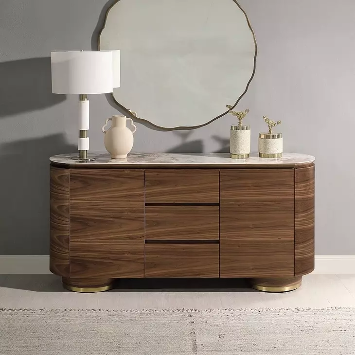 Willene White and Dark Oak 2 Door Ceramic Top Server