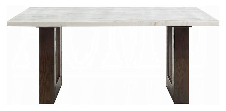 Edwyn White and Espresso 68" Rectangular Marble Top Dining Table