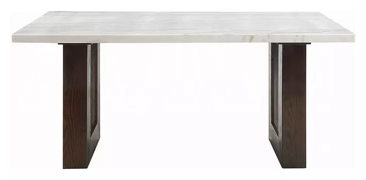 Edwyn White and Espresso 68" Rectangular Marble Top Dining Table