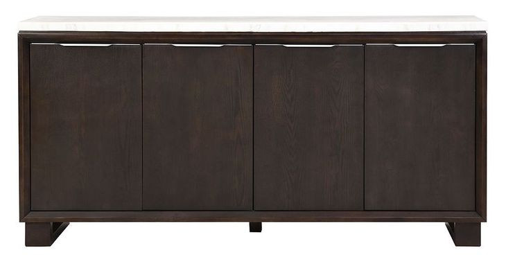 Edwyn White and Espresso 4 Door Marble Top Server