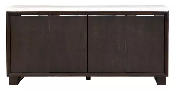 Edwyn White and Espresso 4 Door Marble Top Server