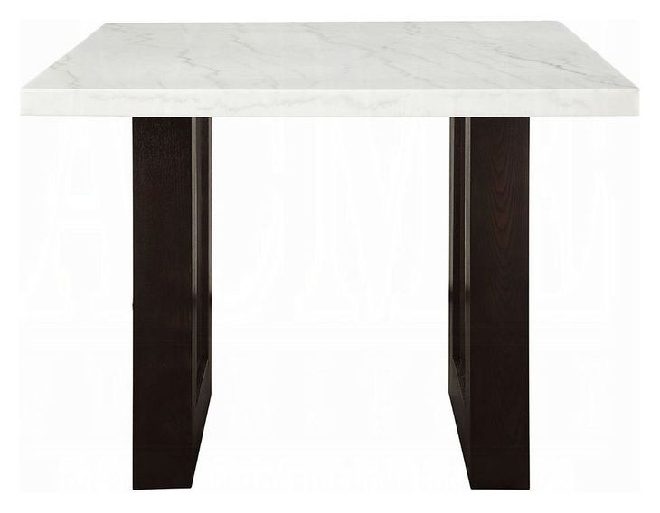 Edwyn White and Espresso 48" Square Marble Top Counter Height Table