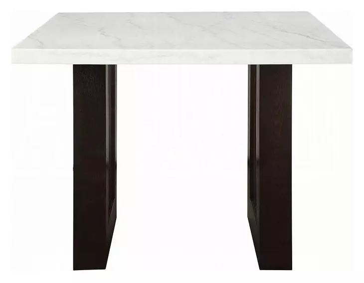 Edwyn White and Espresso 48" Square Marble Top Counter Height Table