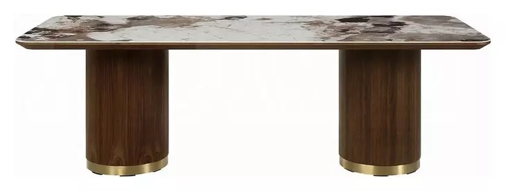 Willene White and Dark Oak 94" Rectangular Ceramic Top Dining Table