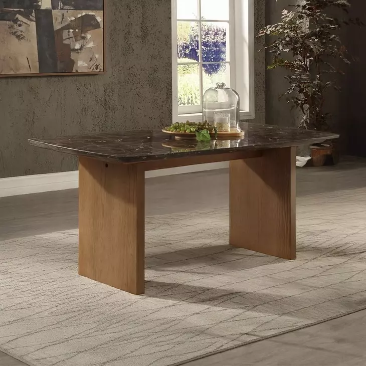 Jaramillo Natural 72" Rectangular Marble Top Dining Table