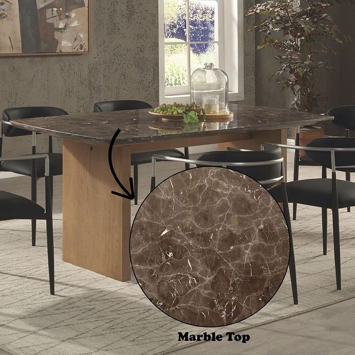 Jaramillo Natural 72" Rectangular Marble Top Dining Table