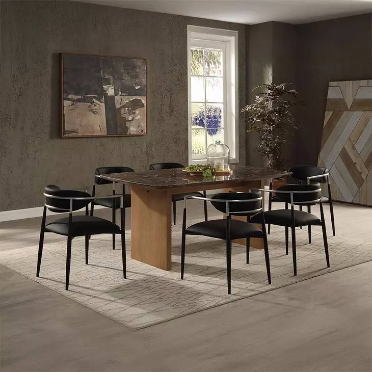 Jaramillo Natural 72" Rectangular Marble Top Dining Room Set