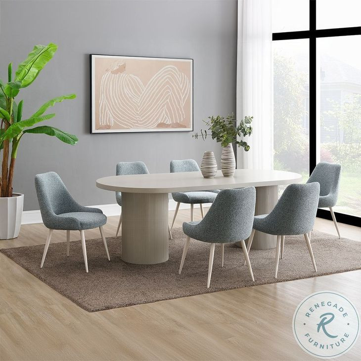 Laela Bone White Oval Dining Room Set