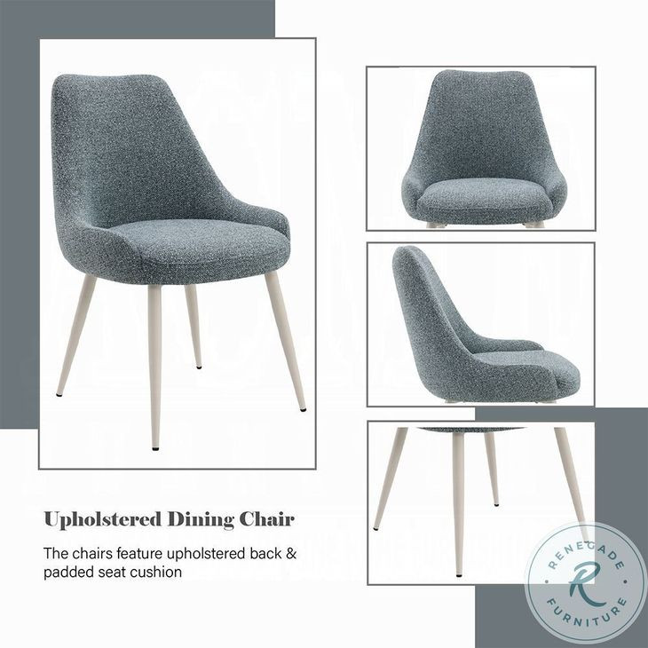 Laela Blue Boucle and Bone White Side Chair Set of 2