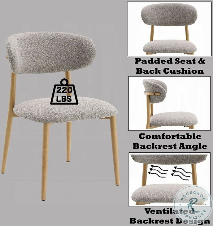 Kacey Gray Boucle and Natural Side Chair Set of 2