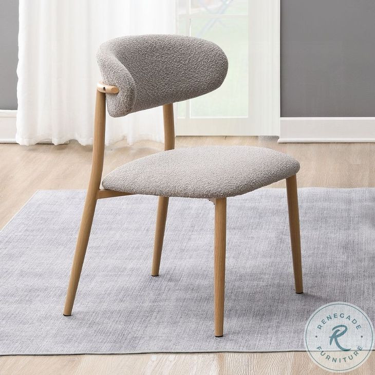 Kacey Gray Boucle and Natural Side Chair Set of 2