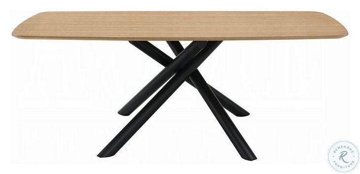 Lawton Natural and Black 79" Rectangular Dining Table