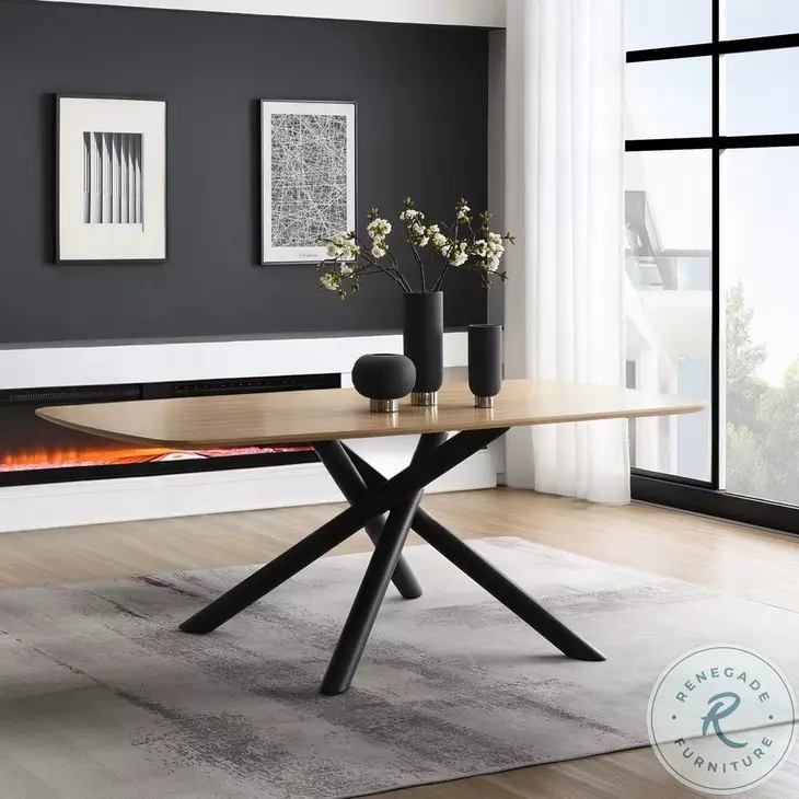 Lawton Natural and Black Rectangular Dining Room Set