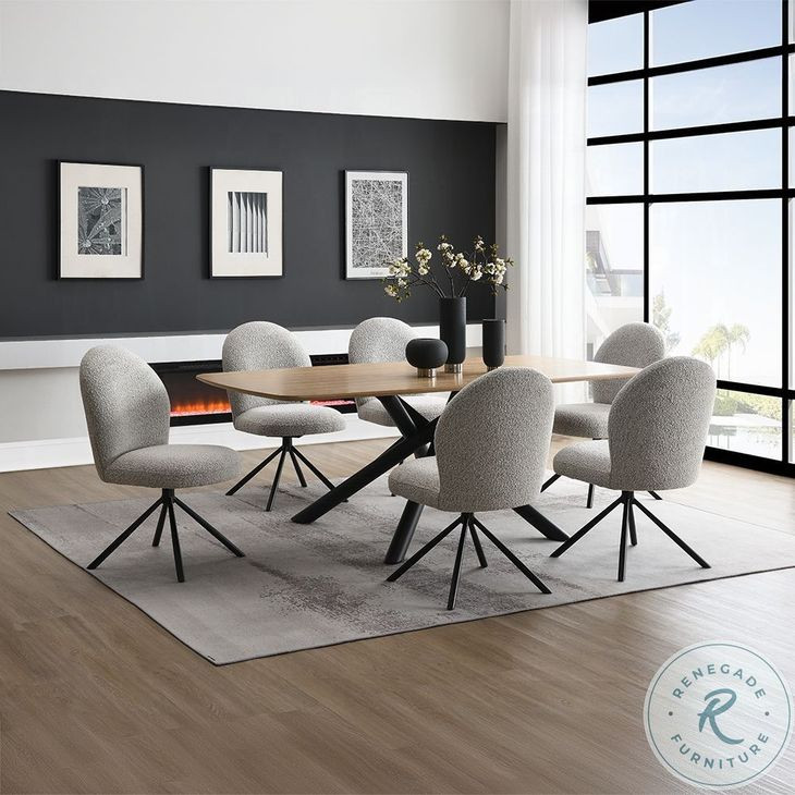 Lawton Natural and Black Rectangular Dining Room Set