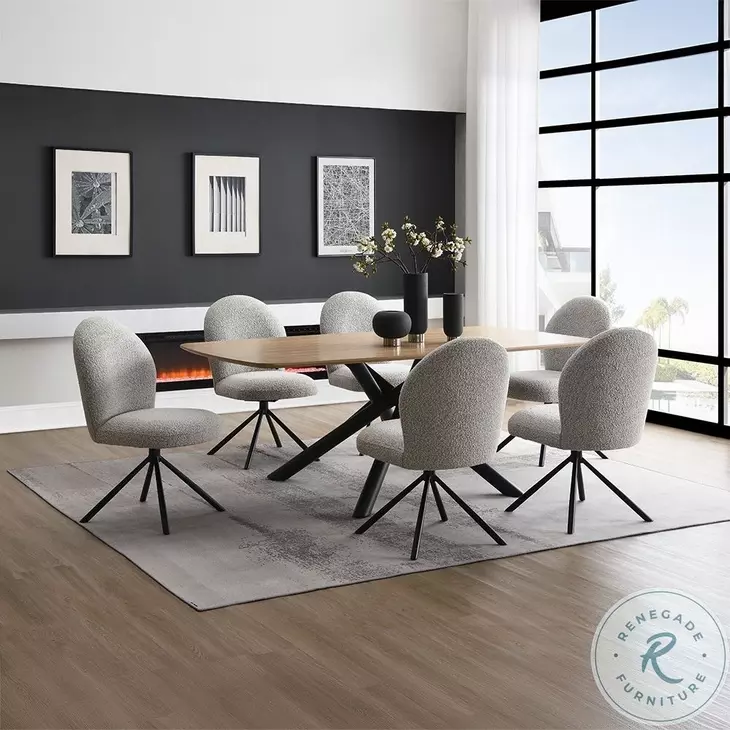 Lawton Natural and Black Rectangular Dining Room Set