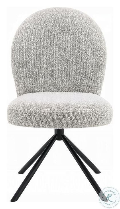 Lawton Gray Boucle and Black Side Chair with Swivel Set of 2