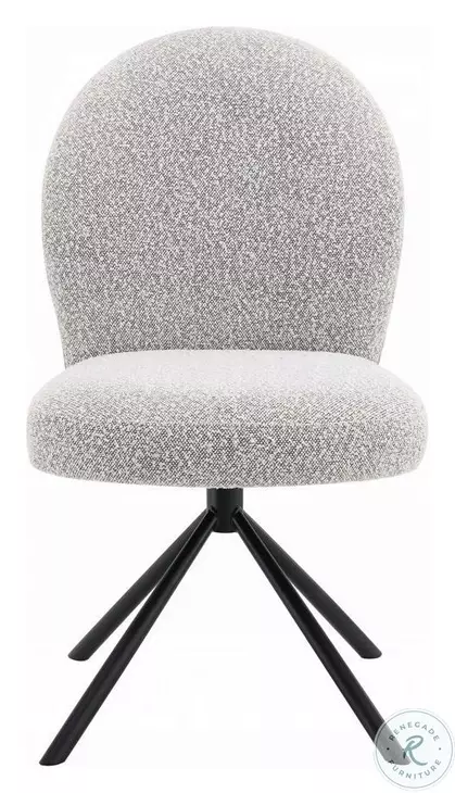 Lawton Gray Boucle and Black Side Chair with Swivel Set of 2