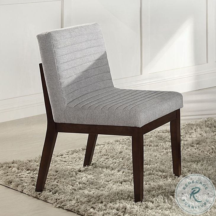 Edwyn Gray Linen and Espresso Side Chair Set of 2