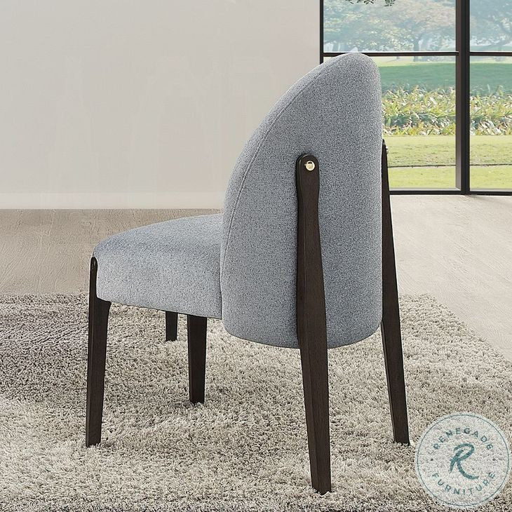 Clayten Gray Chenille and and Espresso Side Chair Set of 2