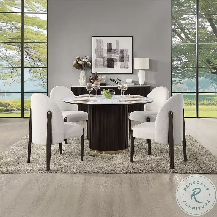 Clayten Beige Chenille and and Espresso Side Chair Set of 2