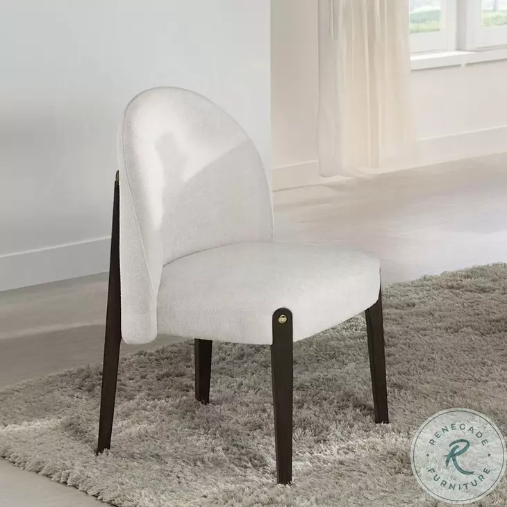 Clayten Beige Chenille and and Espresso Side Chair Set of 2