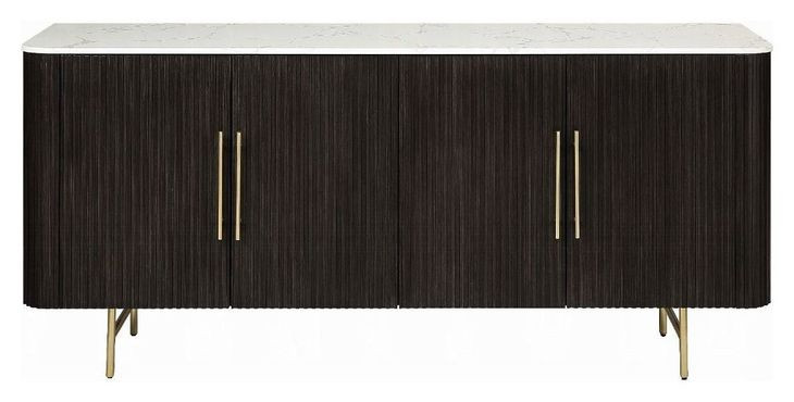 Clayten White and Espresso 4 Door Marble Top Server