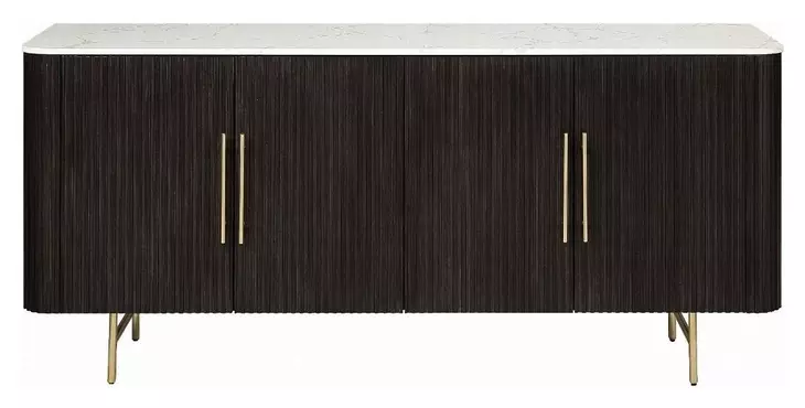 Clayten White and Espresso 4 Door Marble Top Server