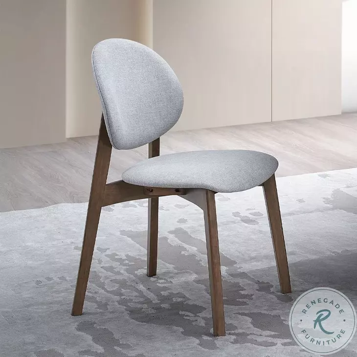 Hadasa Light Gray Linen and Walnut Side Chair Set of 2
