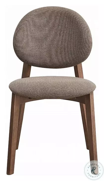 Hadasa Light Brown Linen and Walnut Side Chair Set of 2