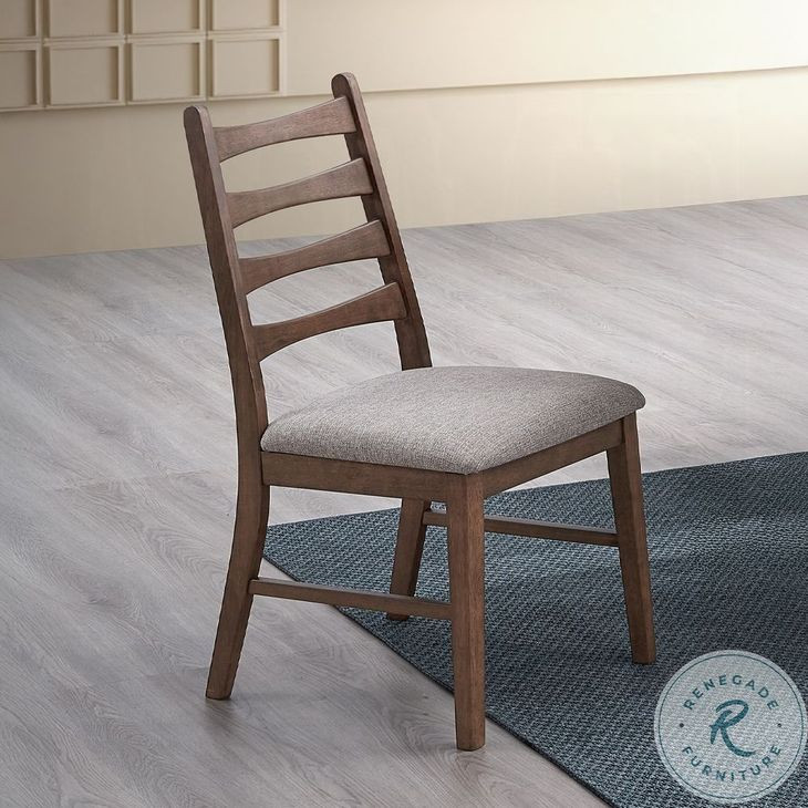 Mayah Gray Linen and Walnut Side Chair Set of 2