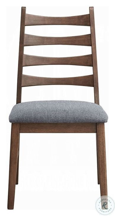 Mayah Dark Gray Linen and Walnut Side Chair Set of 2