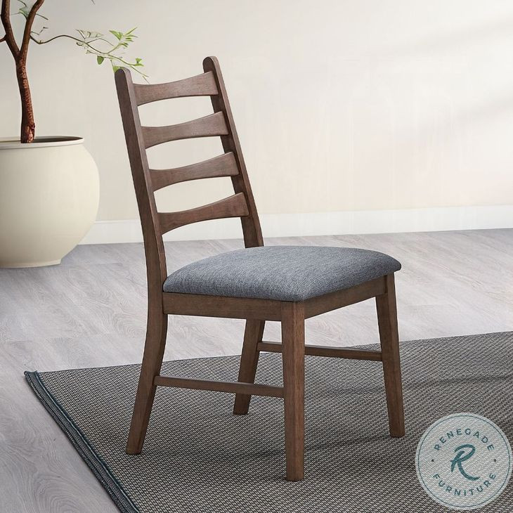 Mayah Dark Gray Linen and Walnut Side Chair Set of 2