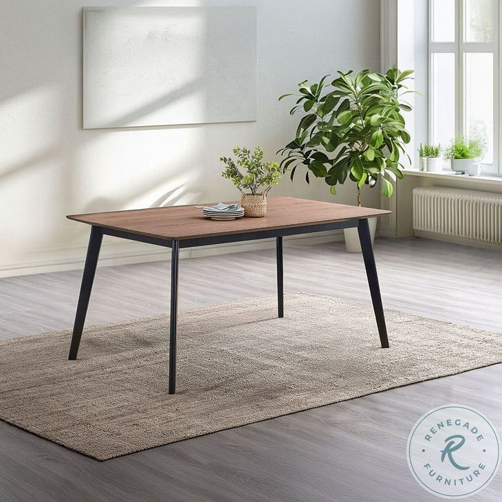 Rebi Walnut and Black Rectangular Dining Room Set